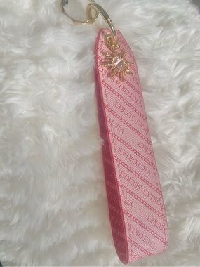 Pink Patterned Wristlet Keychain with Gold Sun Charm